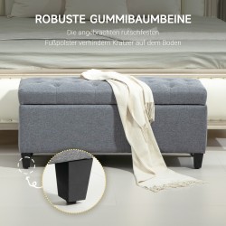 Säilytyspenkki eteiseen, polyesteri ja kautsupuu, 100 x 40 x 44 cm, vaaleanharmaa