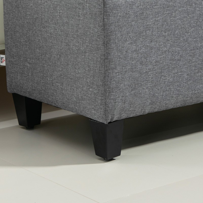 Säilytyspenkki eteiseen, polyesteri ja kautsupuu, 100 x 40 x 44 cm, vaaleanharmaa