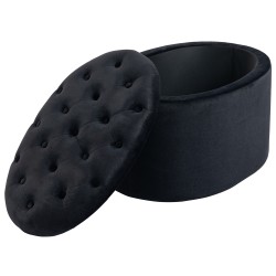 Säilytysrahi samettipäällysteinen ovaali 71 x 52 x 42 cm musta