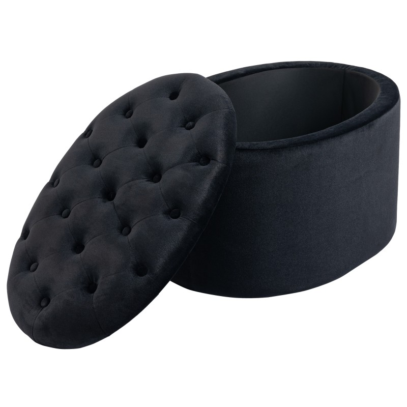 Säilytysrahi samettipäällysteinen ovaali 71 x 52 x 42 cm musta