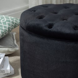 Säilytysrahi samettipäällysteinen ovaali 71 x 52 x 42 cm musta