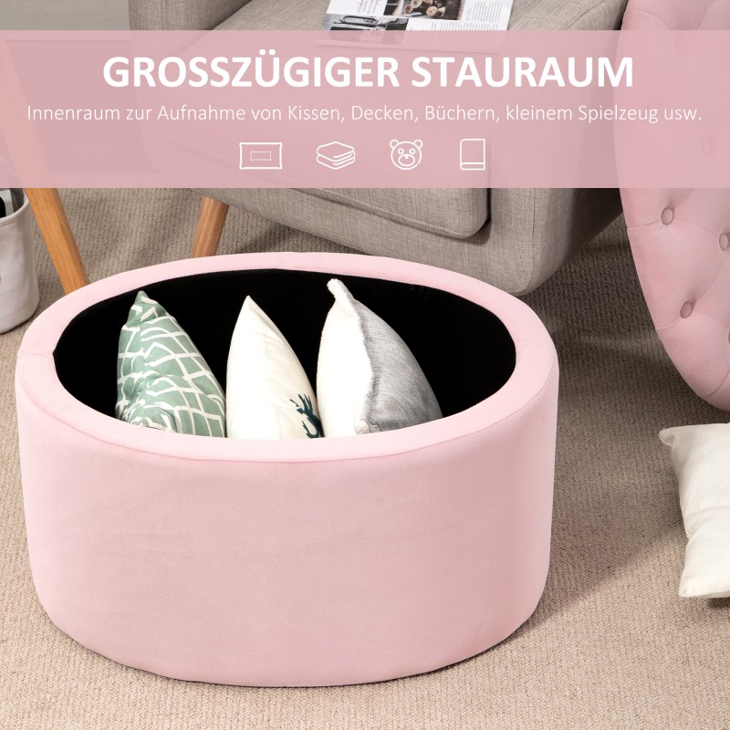 Säilytyspenkki samettipintainen ovaali 71 x 52 x 42 cm vaaleanpunainen