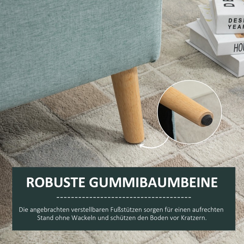 Säilytysrahiksi muotoiltu penkki puujaloilla 110x39x45 cm vaaleanvihreä