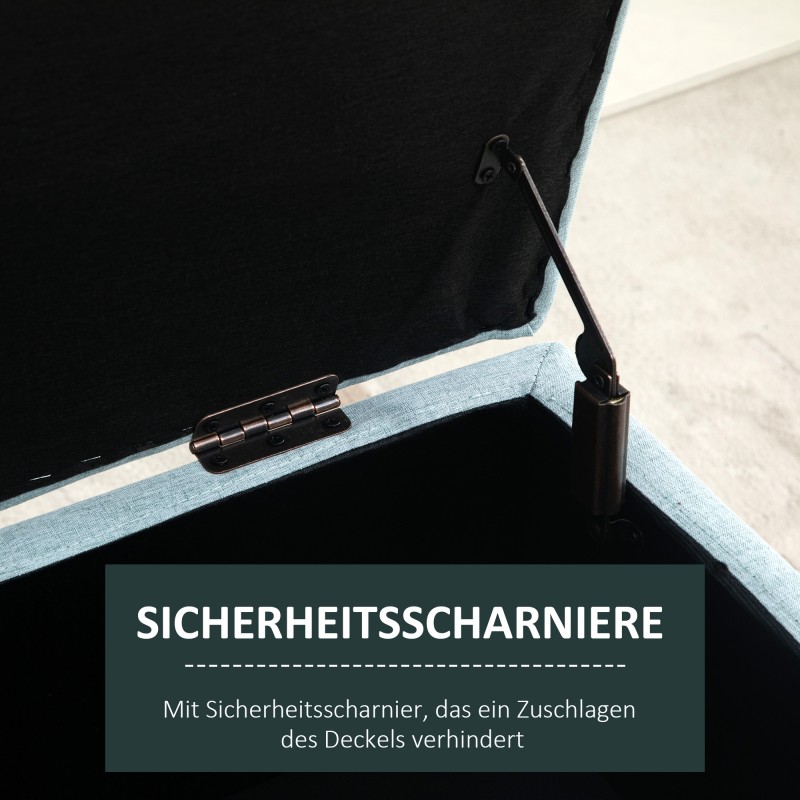 Säilytysrahiksi muotoiltu penkki puujaloilla 110x39x45 cm vaaleanvihreä