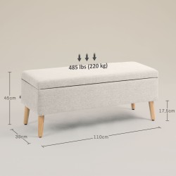 Säilytyspenkki eteiseen, puujalat, kantavuus 220 kg, 110x39x45 cm, beige