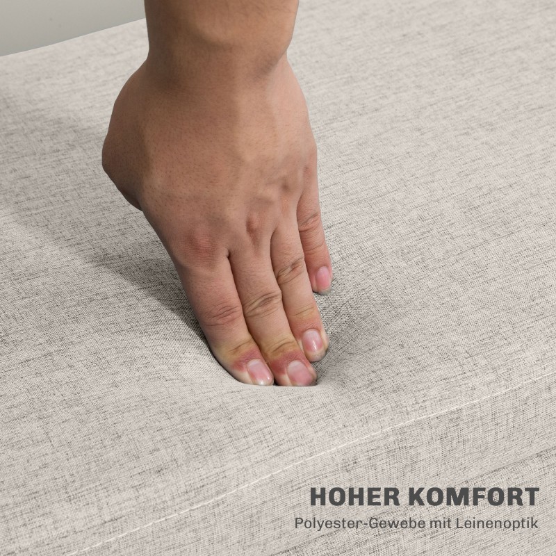 Säilytyspenkki eteiseen, puujalat, kantavuus 220 kg, 110x39x45 cm, beige