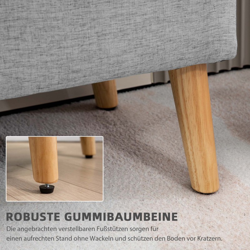 Säilytyspenkki eteiseen, polyesteri ja kumipuu, 110x39x45 cm, harmaa