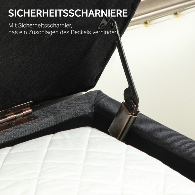 Säilytyspenkki makuuhuoneeseen kumipuujaloilla ja pellavaa muistuttavalla kankaalla 110 x 39 x 45 cm tummanharmaa