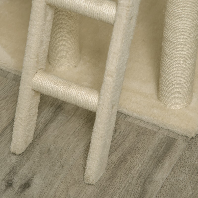 Kissan kiipeily- ja raapimispuu kissan majalla, sisal ja plüsh, 69x40x131 cm, khaki/beige/coffee