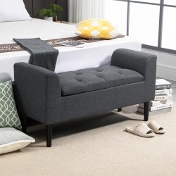 Säilytyspenkki olohuoneeseen ja makuuhuoneeseen, kangas, 116 x 44 x 58 cm, tummanharmaa