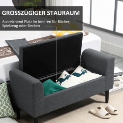 Säilytyspenkki olohuoneeseen ja makuuhuoneeseen, kangas, 116 x 44 x 58 cm, tummanharmaa