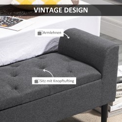 Säilytyspenkki olohuoneeseen ja makuuhuoneeseen, kangas, 116 x 44 x 58 cm, tummanharmaa