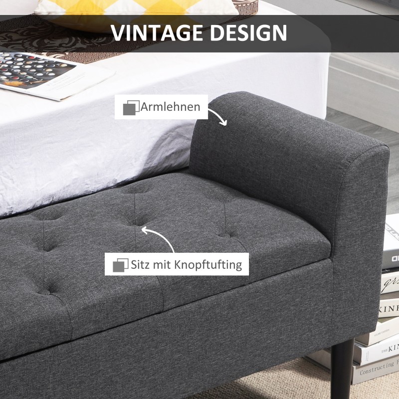 Säilytyspenkki olohuoneeseen ja makuuhuoneeseen, kangas, 116 x 44 x 58 cm, tummanharmaa