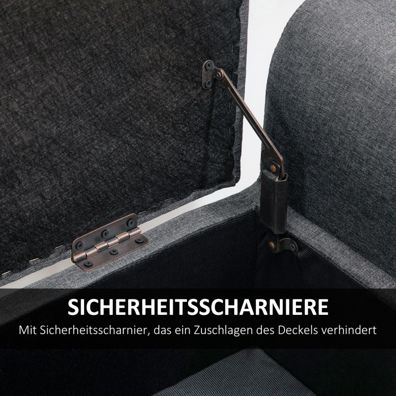 Säilytyspenkki olohuoneeseen ja makuuhuoneeseen, kangas, 116 x 44 x 58 cm, tummanharmaa