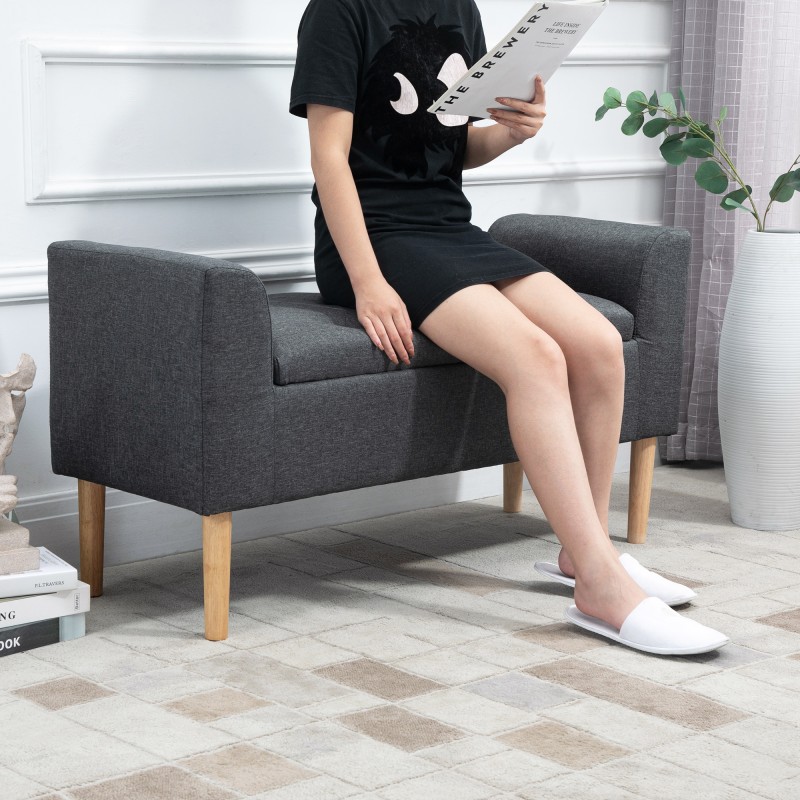 Säilytyspenkki olohuoneeseen ja makuuhuoneeseen, kangas, 116 x 44 x 58 cm, tummanharmaa