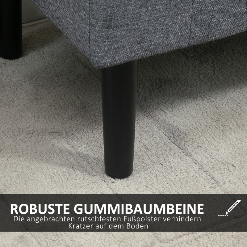 Säilytyspenkki ja istuin, polyesteri, kumipuu, 116 x 44 x 58 cm, vaaleanharmaa