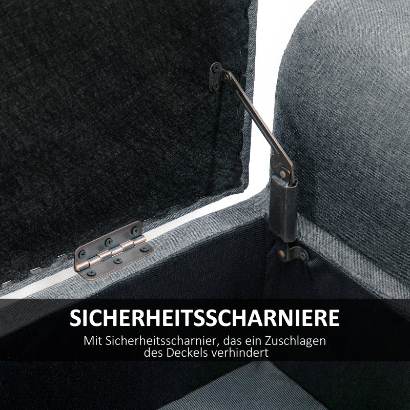 Säilytyspenkki ja istuin, polyesteri, kumipuu, 116 x 44 x 58 cm, vaaleanharmaa