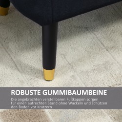 Säilytyspenkki käsinojilla olohuoneeseen/makuuhuoneeseen, samettipintainen, puujalat, 107 x 42 x 65 cm, musta