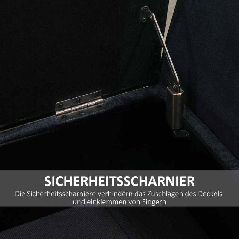 Säilytyspenkki käsinojilla olohuoneeseen/makuuhuoneeseen, samettipintainen, puujalat, 107 x 42 x 65 cm, musta