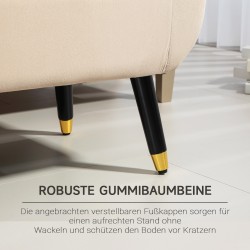 Säilytyspenkki käsinojilla, samettimainen polyesteri, kumipuujalat, 107 x 42 x 65 cm, beige