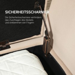 Säilytyspenkki käsinojilla, samettimainen polyesteri, kumipuujalat, 107 x 42 x 65 cm, beige