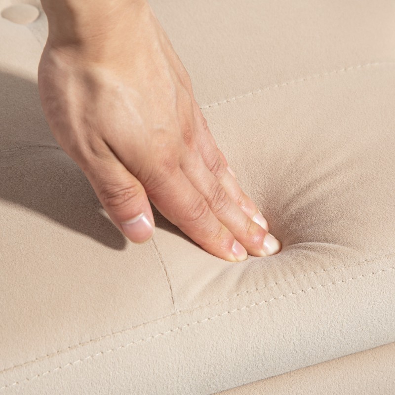 Säilytyspenkki käsinojilla, samettimainen polyesteri, kumipuujalat, 107 x 42 x 65 cm, beige