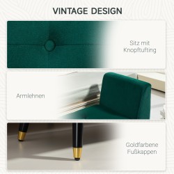 Säilytyspenkki käsinojilla, samettimainen polyesteri, 107 x 42 x 65 cm, vihreä