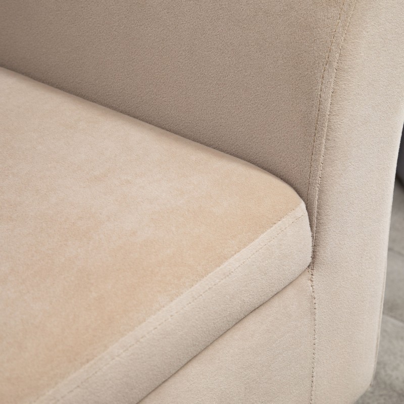 Säilytyspenkki käsinojilla, samettimainen polyesteri, 111,5 x 41 x 65 cm, beige