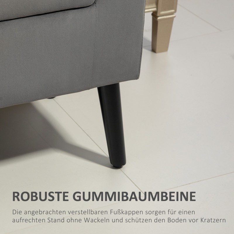 Säilytysrahi käsinojilla, samettimainen polyesteri, 111,5 x 41 x 65 cm, tummanharmaa