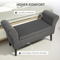 Säilytysrahi käsinojilla, samettimainen polyesteri, 111,5 x 41 x 65 cm, tummanharmaa