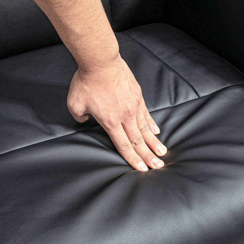 Lepotuoli ja jalkarahi setti, keinonahka, säädettävä selkänoja, 2-osainen, musta