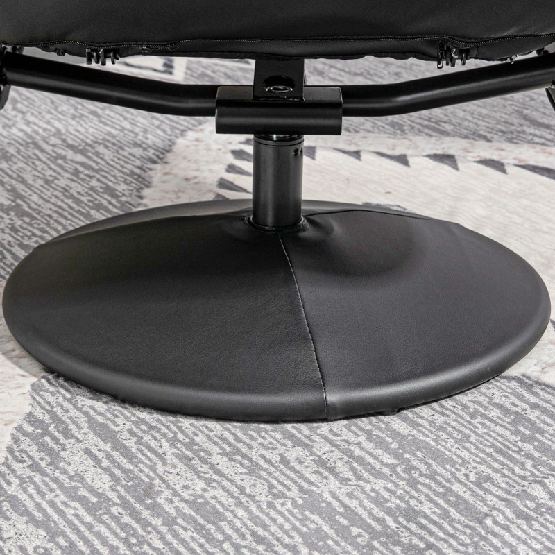 Lepotuoli ja jalkarahi setti, keinonahka, säädettävä selkänoja, 2-osainen, musta