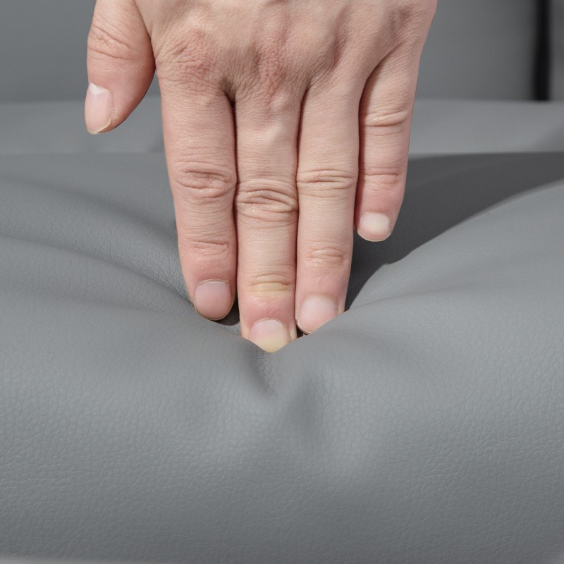 Nojatuoli ja jalkarahi - keinonahka, kallistuva selkänoja ja 360° kääntyvä jalusta, vaaleanharmaa