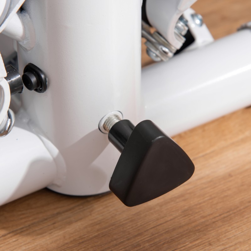 Sivuaskeltava stepperi kotiin, metallia ja ABS-muovia, säädettävä ohjaustanko ja LCD-näyttö, valkoinen/harmaa