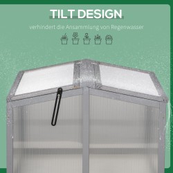 Kasvilava pienkasvihuone mäntypuu ja polykarbonaatti 90 x 80 x 58 cm vaaleanharmaa