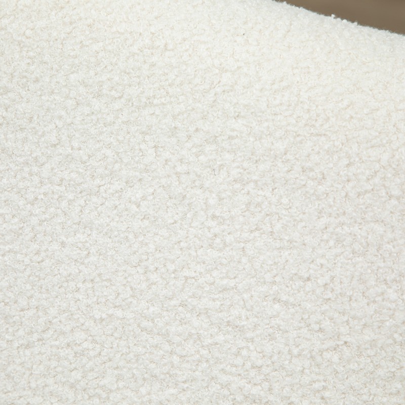 Keinutuoli olohuoneeseen, puurunko kautsupuuta, pehmustettu teddyfleece, 60 x 81 x 71 cm, cremevalkoinen