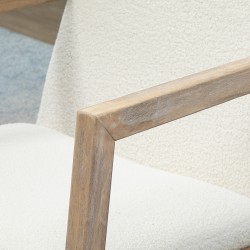 Keinutuoli olohuoneeseen, puurunko kautsupuuta, pehmustettu teddyfleece, 60 x 81 x 71 cm, cremevalkoinen