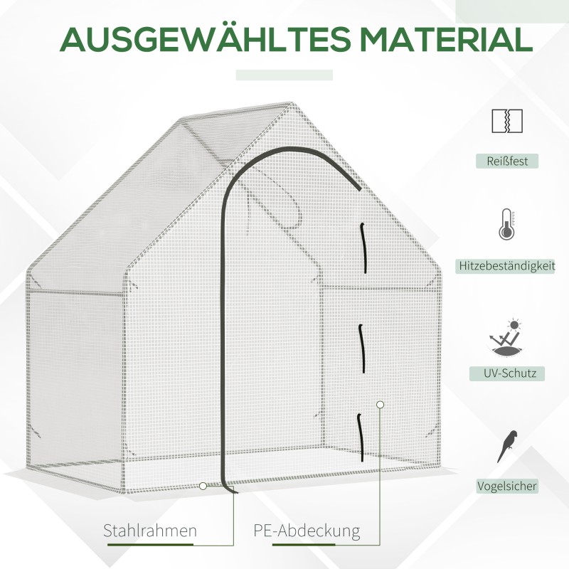 Kasviteltta käveltävä teräsrunko PE-peite 180 x 100 x 168 cm valkoinen