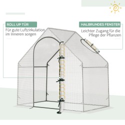 Kasviteltta käveltävä teräsrunko PE-peite 180 x 100 x 168 cm valkoinen