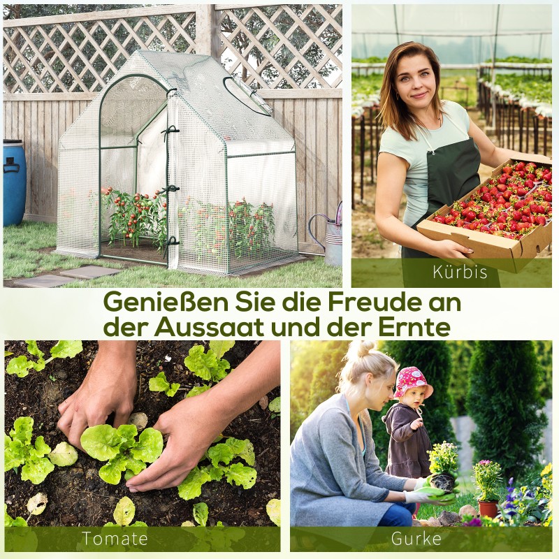 Kasviteltta käveltävä teräsrunko PE-peite 180 x 100 x 168 cm valkoinen