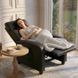 Hierottava lepotuoli ja TV-nojatuoli, keinonahka, 2 värinäpistettä, kallistuva selkänoja, musta