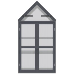 Kasvikaappi 3 tasoa puurunko polykarbonaatti ulkokäyttöön 70,5 x 42 x 132 cm harmaa