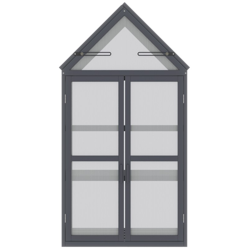 Kasvikaappi 3 tasoa puurunko polykarbonaatti ulkokäyttöön 70,5 x 42 x 132 cm harmaa