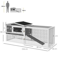 Ulkokaninkoti 1–2 kanille kuusipuuta asfalttikatolla 156 x 58 x 68 cm vaaleanharmaa