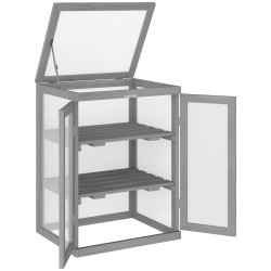 Kasvihuone ulkokäyttöön puurunko ja polykarbonaatti 58 x 44 x 78 cm tummanharmaa