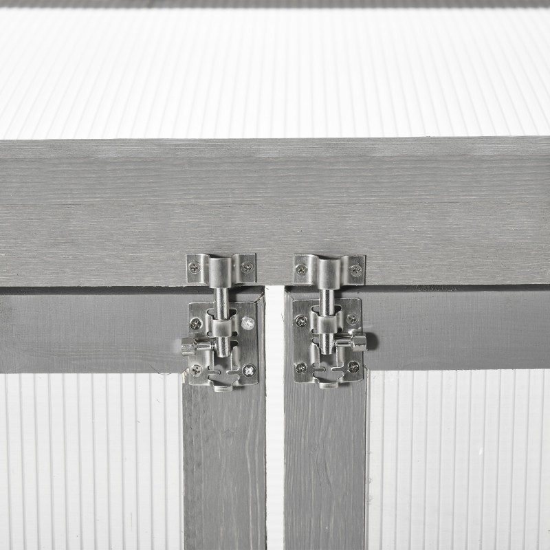 Kasvihuone ulkokäyttöön, puurunko ja polykarbonaatti, 58 x 44 x 78 cm, tummanharmaa