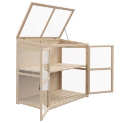 Viljelylaatikko kahdessa tasossa ulkokäyttöön kuusi ja akryyli säänkestävä 103 x 61 x 103 cm luonnonväri