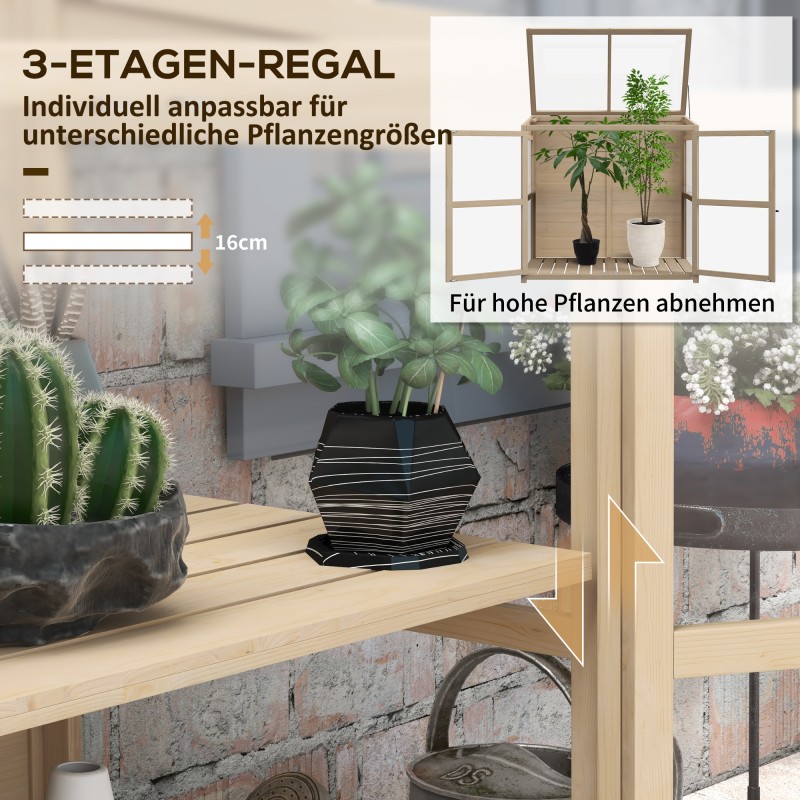 Viljelylaatikko kahdessa tasossa ulkokäyttöön, kuusi ja akryyli, säänkestävä, 103 x 61 x 103 cm, luonnonväri