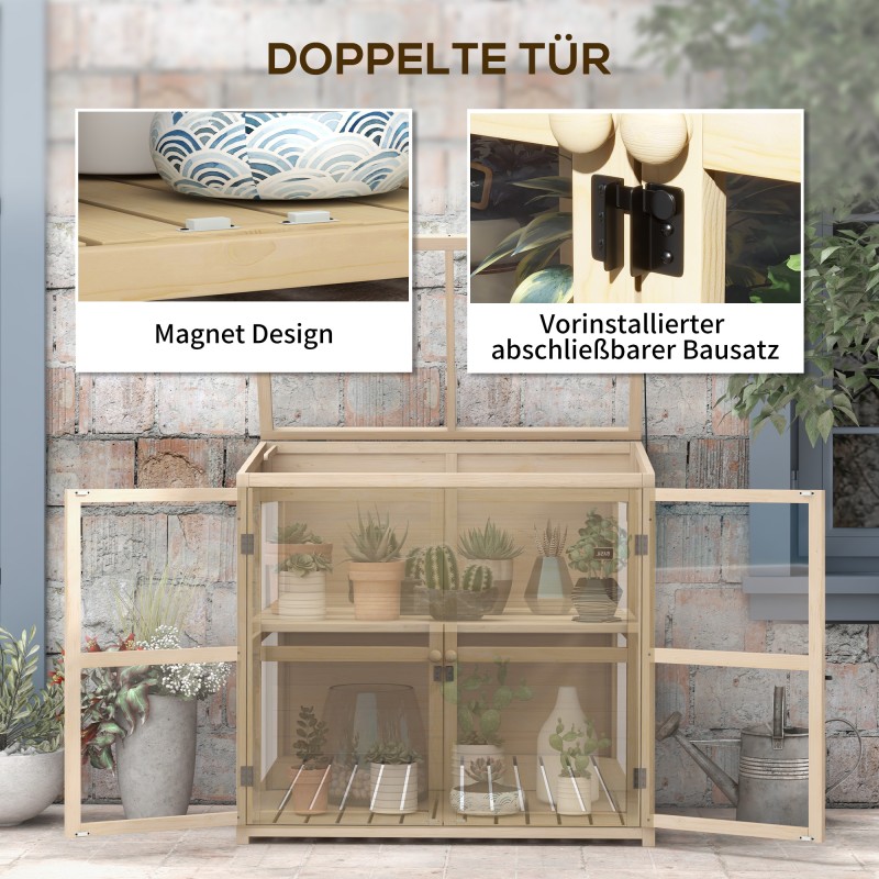 Viljelylaatikko kahdessa tasossa ulkokäyttöön, kuusi ja akryyli, säänkestävä, 103 x 61 x 103 cm, luonnonväri