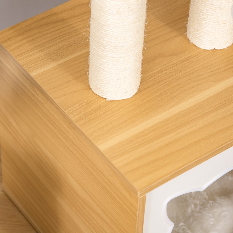 Kissan lepopaikka ja raapimispuu sisäkissoille 35 x 35 x 81 cm eikky, tyynyllä ja pallolelulla